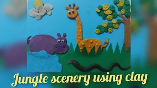 Making jungle scenery using clay, dough/DIY clay crafts/clay modelling forest/clay animals