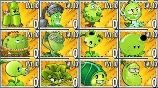 PvZ2 All GREEN Plants Power-Up! vs Zomboss in Plants vs Zombies 2