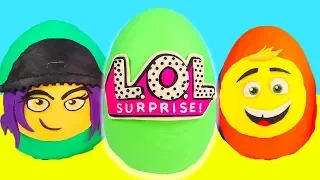 Giant Emoji Movie and LOL Surprise Doll Play Doh Mega Egg with Hatchimals, Blind Bags, Shopkins