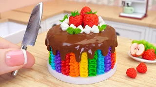 Rainbow Strawberry Chocolate Cake 🍓 Delicious Miniature Fruit Rainbow Cake Decoration | Mini Bakery