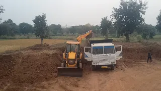 JCB 3dx Backhoe Fully Loading Mud with Tata 2518 Truck For Home Construction Work | jCB video