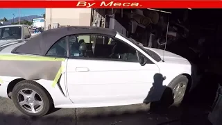 How to Install Convertible Top, Headliner, Rear Window in a Mustang.  Removing old top part 1-3.