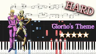 Giorno's Theme - JoJo’s Bizarre Adventure : Golden Wind OST - Hard Piano Tutorial + Sheets