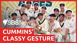 Pat Cummins pauses Ashes celebrations to include Usman Khawaja | SBS News