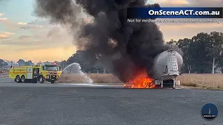 Firefighters extinguish truck fire on the Barton Highway