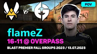 CSGO POV Vitality flameZ (16/11) vs Evil Geniuses (overpass) @ BLAST Premier Fall Groups 2023