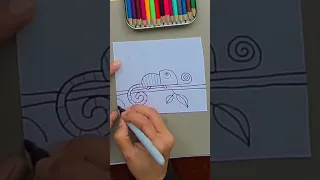 How To Draw & Color Cute Simple Chameleon | A Fun kids Art Project