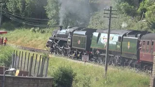 City Of Wells with a bit of brake trouble on the Keighley and Worth Valley Railway leaving Keighley