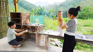 Technique Building Kitchen With Bricks & Cement, Build Stove Under Floor - THANH HIEN Family Life