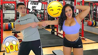 WEARING A BIKINI TO THE GYM PRANK ON BOYFRIEND!!