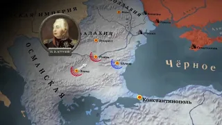 Карта/гифка. Русско-турецкая война (1806-1812). Битва при Рущуке (1811) (комментарий под видео).