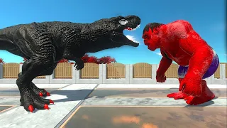 DARK T-REX vs HULK GORO DEATH RUN - Animal Revolt Battle Simulator ARBS