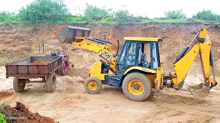 JCB 3DX Loading Mud in Tractor||Mahindra Bhumiputra 275Di (and new House for trolley unloading)