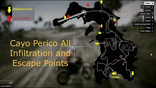 Cayo Perico All Infiltration and Escape Points Map and Video - GTA 5 Online