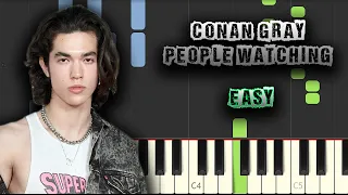Conan Gray - People Watching - EASY - [Piano Tutorial] (Synthesia) (Download MIDI + PDF Scores)