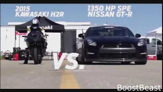 1350HP SPE NISSAN GT-R VS 320HP KAWASAKI H2R "THE RACE" I BOOST BEAST