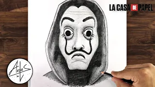 ‏How To Draw Money Heist Mask Sketch