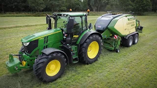 Balen persen + wikkelen | Loonbedrijf Stuut | John Deere + Krone Bigpack | Pressing bales