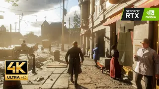 Red Dead Redemption 2: Relaxing Morning Walk Tour in Saint Denis | City Sounds Ambience ASMR [4K]