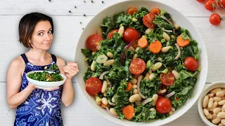 Easy Kale and White Bean Salad with Ginger-Miso Dressing (vegan!) | Episode 14