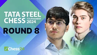 Nodirbek Faces Ian & Alireza v. World Champ Ding! Can Gukesh Keep Winning? | Tata Steel 2024 Rd 8