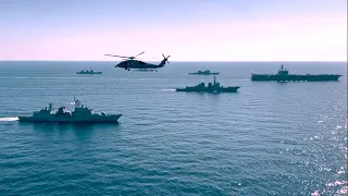 US Navy and Korean Navy ships steam in formation during Maritime Counter Special Operations Exercise