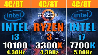 INTEL i3 10100 vs RYZEN 3 3300X vs INTEL i7 7700K || RTX 3080 || PC GAMES TEST ||