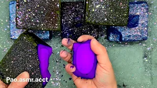 Flakey crispy purple & metallic blue dyed gym chalk blocks ✨💜✨💙 | ASMR | Oddly Satisfying