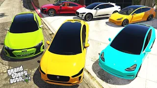 GTA 5 ✪ Stealing ELECTRIC cars with Franklin ✪ (Real Life Cars #129)