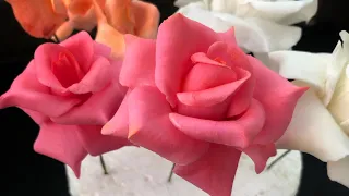 How to make gum paste rose flower with 5 petal cutter. /sugar flowers.