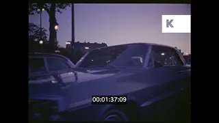 1950s, 1960s Paris, POV Driving Down The Champs Elysees, Night, 35mm