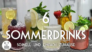 Sommerdrinks - 6 einfache Cocktails zum selbst machen (quick & easy) - 6 Cocktails mit 6 Spirituosen