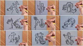 Beat tattoo drawing with pencil of A | B | D | K | N | M | P | R | S || simple drawing video