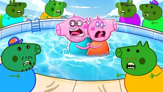 Zombie Apocalypse | Zombies Appear At The Swimming Pool  | Peppa Pig Funny Animation