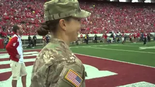 Army Captain surprises daughter at Wisconsin Football Game