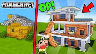 SHINCHAN Made An ULTIMATE MODERN WOOD HOUSE In Minecraft