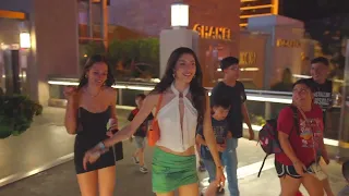 Bushman Pranks - Guy falls down passes out Bushman scares a hot girl - Las Vegas Strip - Part Two 4K