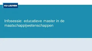 Infosessie: educatieve master  in de maatschappijwetenschappen