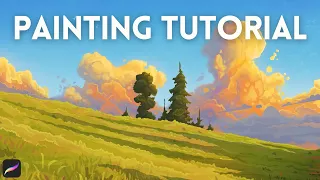 Simple Environment Painting in Procreate - Tree Sunset Clouds FULL TUTORIAL