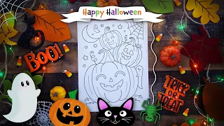 🧡🖤 HAPPY HALLOWEEN 🎃👻 Coloring Pages for Kids | Halloween Coloring Video 💚 Halloween PUMPKINS