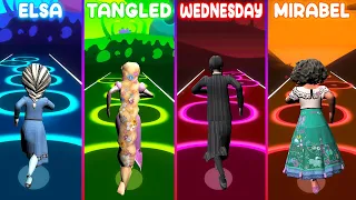 Baby Elsa Vs Tangled Vs Wednesday Vs Encanto Mirabel - Tiles Hop EDM Rush!