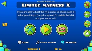 Stereo Madness in 23 clicks (WR) - Limited Madness X (OUTDATED) (READ THE DESCRIPTION)