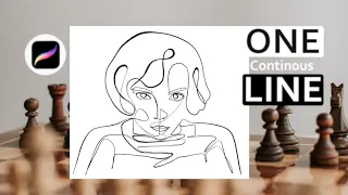 Continous Line Drawing on Procreate | ONE Line ART | The Queen's Gambit | Feminism & Art