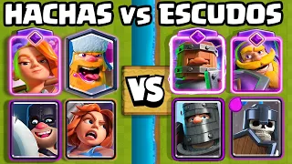 HACHAS vs CARTAS con ESCUDO |  1vs1 - 2vs2 - 3vs3 | Clash Royale