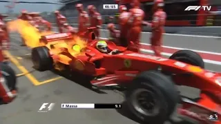 F1 2007 rewatch #26 - Fire and loose wheels in the pit