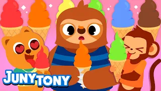 🌈🍦Colored Ice Cream | Let's Eat Yummy Ice Cream! | Ice Cream Song | Color Song for Kids | JunyTony