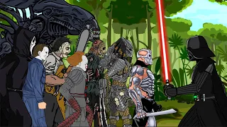 Darth Vader vs Team Jason , Pedator, Ailen, Pennywise, Ghostface, Michael . Animation  Full Movie.