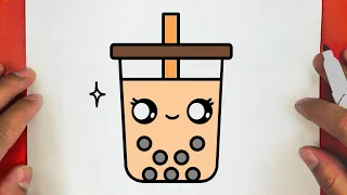 HOW TO DRAW A CUTE BUBBLE MILK TEA, STEP BY STEP, DRAW Cute things