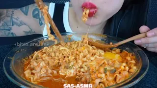 ASMR SPICY CHEESE NOODLES(SOFT CHEWY SOUNDS)NO CRUNCH NO TALKING | SAS ASMR *bites only*