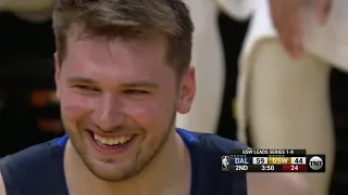 Luka Doncic DEEP three to calm down the Warriors crowd at the end of the first half